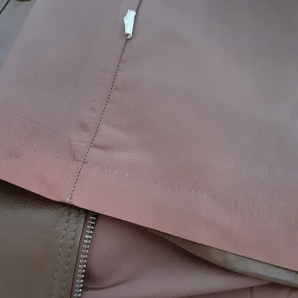 Peter Caruso Light Brown Leather Jacket Long Moto - Picture 6 of 6